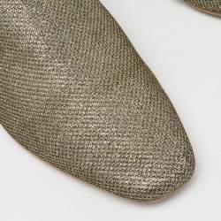 Pre Owned Jimmy Choo Gold Glitter Lame Fabric Slip On Smoking Slippers Size 35.5