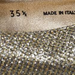Pre Owned Jimmy Choo Gold Glitter Lame Fabric Slip On Smoking Slippers Size 35.5