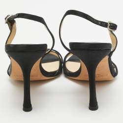 مملوكة مسبقًا Jimmy Choo Black Satin Slingback Sandals Size 37