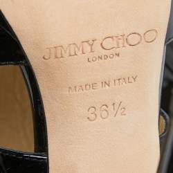 Jimmy Choo Black Patent Leather Private Sandals Size 36.5