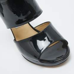 Jimmy Choo Black Patent Leather Private Sandals Size 36.5