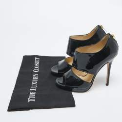 Jimmy Choo Black Patent Leather Private Sandals Size 36.5