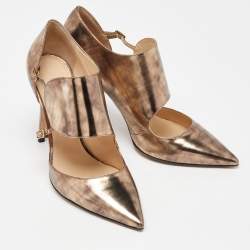 مملوكة مسبقًا Jimmy Choo Metallic Foil Leather Houry D'orsay Pointed Toe Pumps Size 39