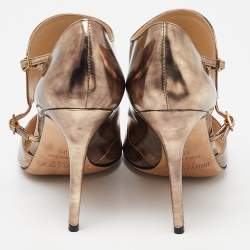 مملوكة مسبقًا Jimmy Choo Metallic Foil Leather Houry D'orsay Pointed Toe Pumps Size 39
