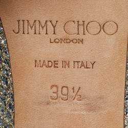 Jimmy Choo Gold Coarse Glitter Eros Platform Pumps Size 39.5