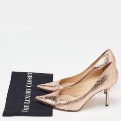 Pre Owned Jimmy Choo Metallic Rose Gold Watersnake Romy Pumps Size 41