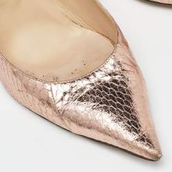 Pre Owned Jimmy Choo Metallic Rose Gold Watersnake Romy Pumps Size 41
