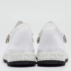 Pre Owned Jimmy Choo White Knit Fabric Verona Low Top Sneakers Size 36
