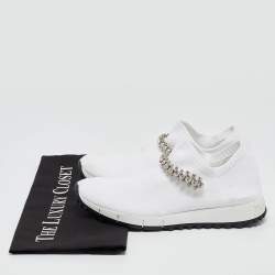 Pre Owned Jimmy Choo White Knit Fabric Verona Low Top Sneakers Size 36