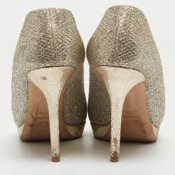 Jimmy Choo Gold/Silver Glitter Fabric Luna Pumps Size 38.5