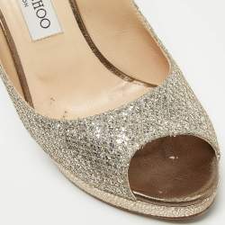 Jimmy Choo Gold/Silver Glitter Fabric Luna Pumps Size 38.5