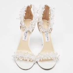 Pre Owned Jimmy Choo White Leather Maisel Sandals Size 40