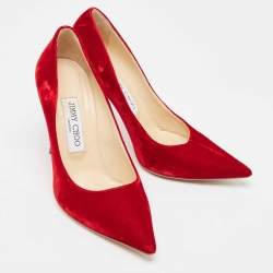 Jimmy Choo Red Velvet Abel Pointed Toe Pumps Size 36