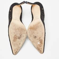 Pre Owned Jimmy Choo Black Suede Star Laser Cut Romy Pumps Size 38.5