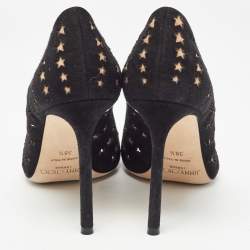 Pre Owned Jimmy Choo Black Suede Star Laser Cut Romy Pumps Size 38.5
