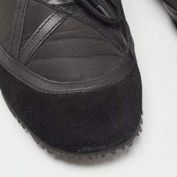 Pre Owned Jimmy Choo Black Suede and Leather Lace Up Sneakers Size 39