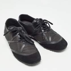 Pre Owned Jimmy Choo Black Suede and Leather Lace Up Sneakers Size 39