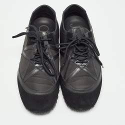 Pre Owned Jimmy Choo Black Suede and Leather Lace Up Sneakers Size 39