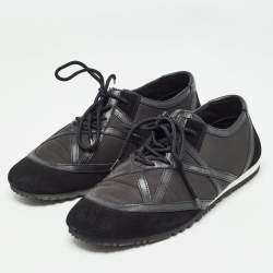 Pre Owned Jimmy Choo Black Suede and Leather Lace Up Sneakers Size 39