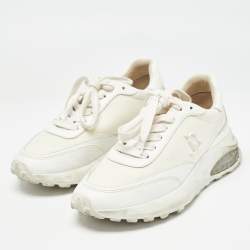 Pre Owned Jimmy Choo White Leather and Nylon Memphis Sneakers Size 37