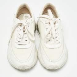 Pre Owned Jimmy Choo White Leather and Nylon Memphis Sneakers Size 37