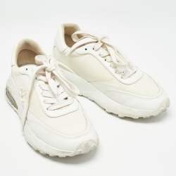 Pre Owned Jimmy Choo White Leather and Nylon Memphis Sneakers Size 37