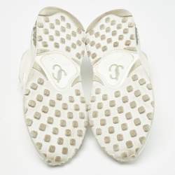 Pre Owned Jimmy Choo White Leather and Nylon Memphis Sneakers Size 37