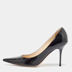Pre Owned Jimmy Choo Black Patent Allure Pointed Toe Pumps Size 38