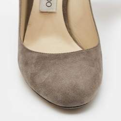 Pre Owned Jimmy Choo Grey Suede Round Toe Pumps Size 38