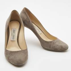 Pre Owned Jimmy Choo Grey Suede Round Toe Pumps Size 38
