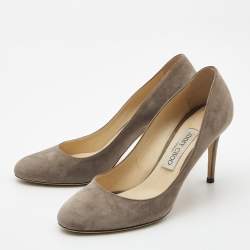 Pre Owned Jimmy Choo Grey Suede Round Toe Pumps Size 38
