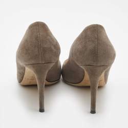 Pre Owned Jimmy Choo Grey Suede Round Toe Pumps Size 38