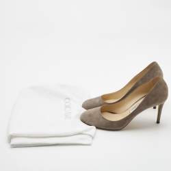 Pre Owned Jimmy Choo Grey Suede Round Toe Pumps Size 38