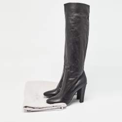 Pre Owned Jimmy Choo Black Leather Knee Length Boots Size 37