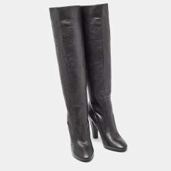 Pre Owned Jimmy Choo Black Leather Knee Length Boots Size 37