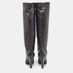 Pre Owned Jimmy Choo Black Leather Knee Length Boots Size 37