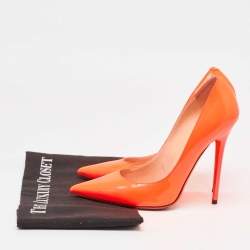 Jimmy Choo Orange Patent Leather Pointed Toe Pumps Size 37