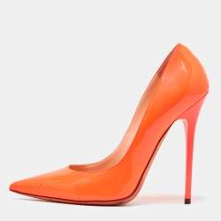 Jimmy Choo Orange Patent Leather Pointed Toe Pumps Size 37