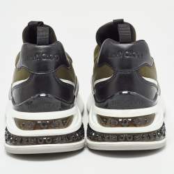 Pre Owned Jimmy Choo Green Fabric and Suede Diamond Slip On Sandals Size 39.5