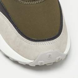 Pre Owned Jimmy Choo Green Fabric and Suede Diamond Slip On Sandals Size 39.5