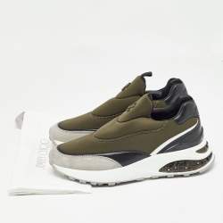 Pre Owned Jimmy Choo Green Fabric and Suede Diamond Slip On Sandals Size 39.5