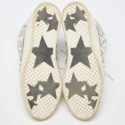 Jimmy Choo White Leather Tokyo Crystal Embellished High Top Sneakers Size 37.5
