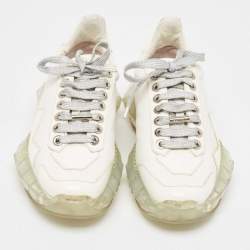 Pre Owned Jimmy Choo White Leather Diamond Sneakers Size 37