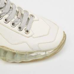 Pre Owned Jimmy Choo White Leather Diamond Sneakers Size 37