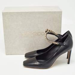 Pre Owned Jimmy Choo Black Leather Malva Pumps Size 41