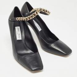 Pre Owned Jimmy Choo Black Leather Malva Pumps Size 41