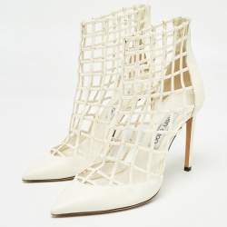 Pre Owned Jimmy Choo White Leather Sheldon Cage Pumps Size 41