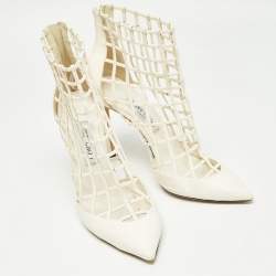 Pre Owned Jimmy Choo White Leather Sheldon Cage Pumps Size 41