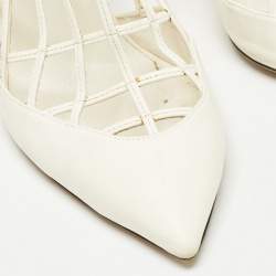 Pre Owned Jimmy Choo White Leather Sheldon Cage Pumps Size 41