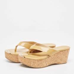 Jimmy Choo Beige Patent Prima Sandals Size 39
